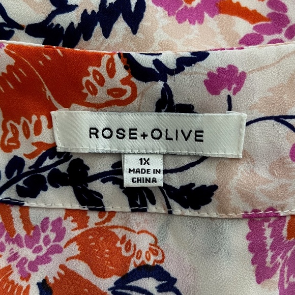 Rose + Olive Blush Pink Floral Print Three Quarter Sleeve Blouse - Picture 3 of 4